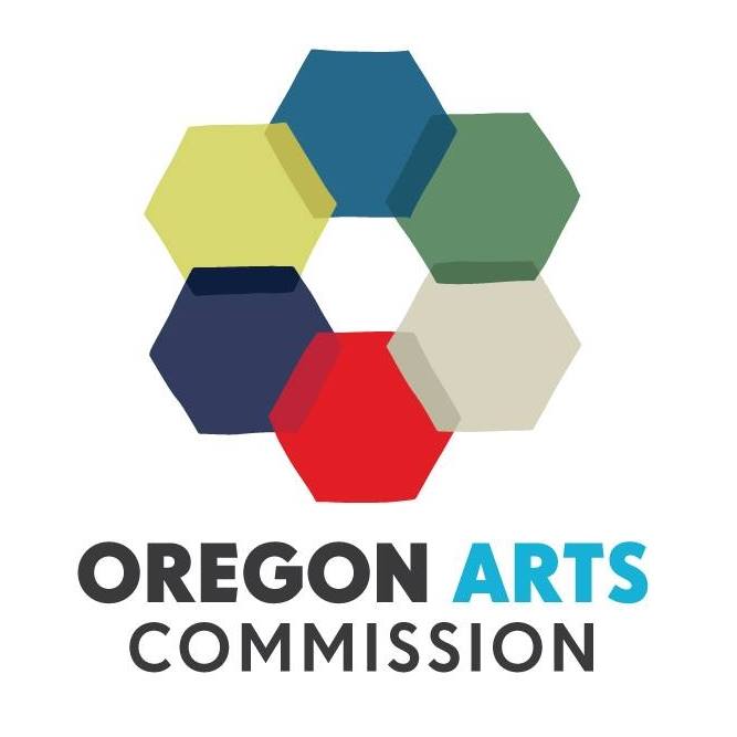 six hexagons of different colors forming a circle with the words Oregon Arts Commission below